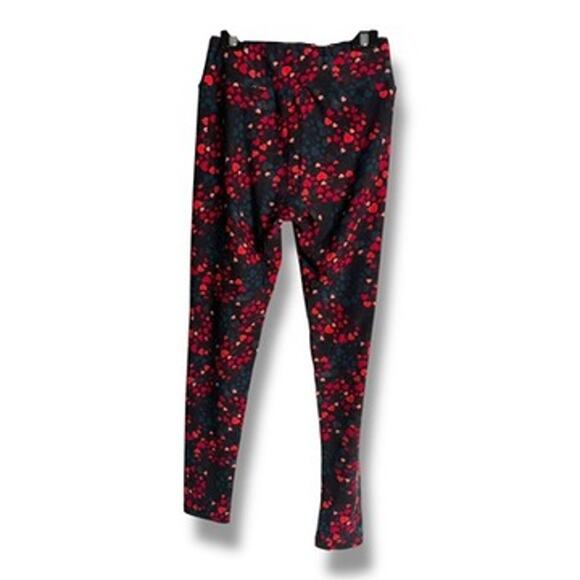 LuLaRoe Womens Leggings‎ OS Black Blue Red Hearts Print Valentines - Picture 2 of 4